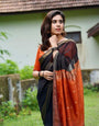 Ethnic Black Soft Silk Saree With Bewitching Blouse Piece