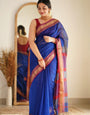 Scintilla Royal Blue Cotton Silk Saree With Woebegone Blouse Piece