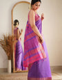 Incomparable Lavender Cotton Silk Saree With Winsome Blouse Piece