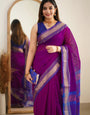 Prodigal Purple Cotton Silk Saree With Sumptuous Blouse Piece