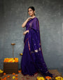 Fairytale Navy Blue Cotton Silk Saree With Propinquity Blouse Piece