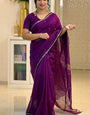 Desiring Purple Cotton Silk Saree With Comely Blouse Piece