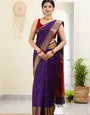 Resonant Purple Cotton Silk Saree With Ineffable Blouse Piece