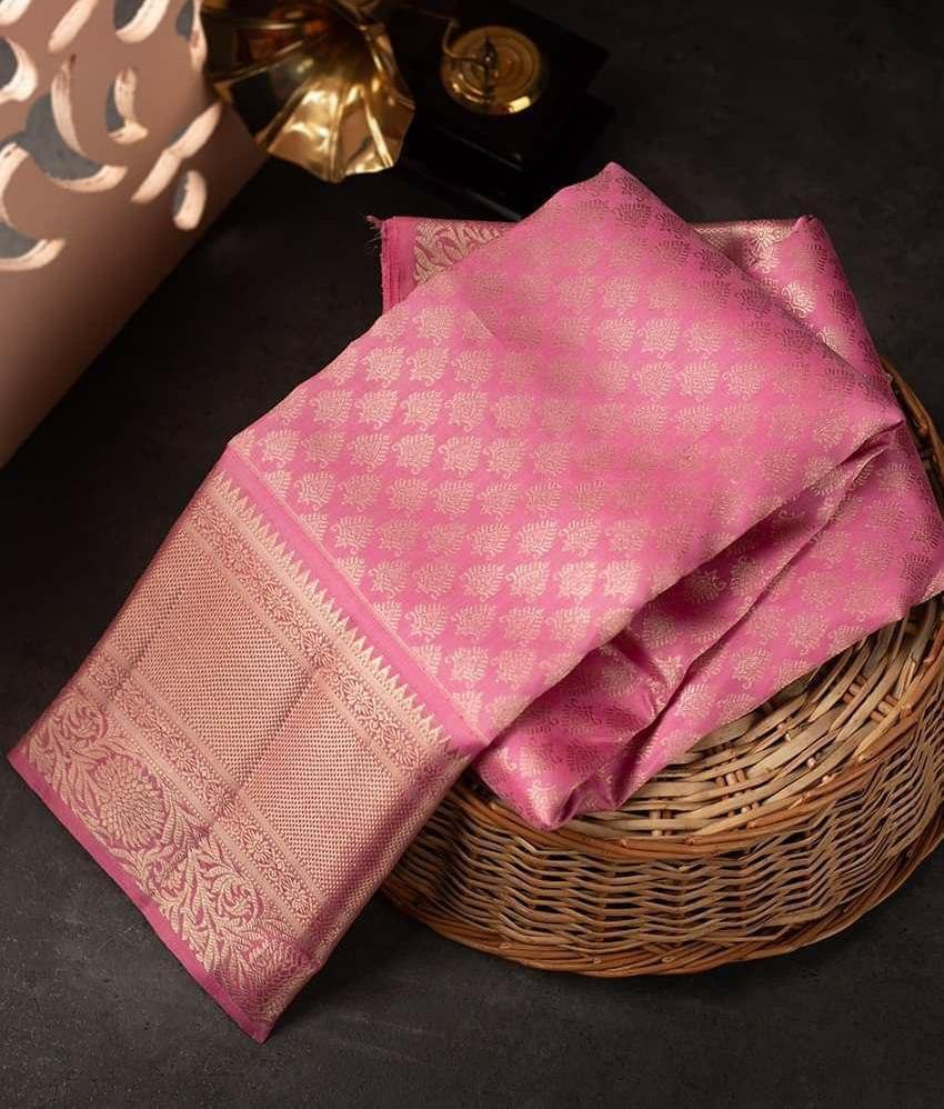 Angelic Pink Soft Silk Saree With Unique Woebegone Blouse Piece