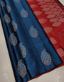 Angelic Navy Blue Soft Silk Saree With Woebegone Blouse Piece