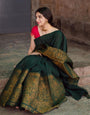 Tremendous Green Soft Silk Saree With Unequalled Blouse Piece