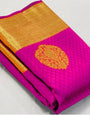 Lissome Dark Pink Soft Banarasi Silk Saree With Proficient Blouse Piece