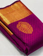 Grandiose Magenta Soft Banarasi Silk Saree With Jazzy Blouse Piece