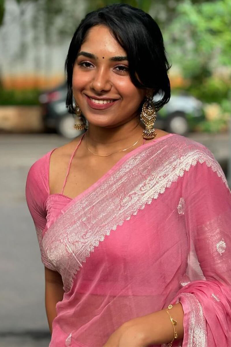 Desiring Pink Cotton Silk Saree With A dreamy Blouse Piece