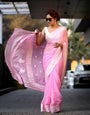 Ratatouille Pink Soft Silk Saree With Sempiternal Blouse Piece