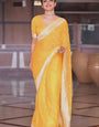 Blooming Yellow Soft Silk Saree With Beauteous Blouse Piece