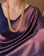 Ethereal Navy Blue Soft Silk Saree With Designer Blouse Piece