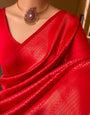 Twirling Red Soft Silk Saree With Most Flattering Blouse Piece