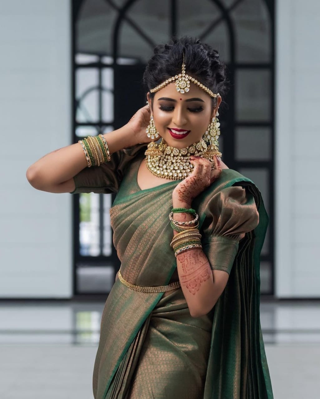 Most Stunning Green Soft Silk Saree with Entrancing Blouse Piece