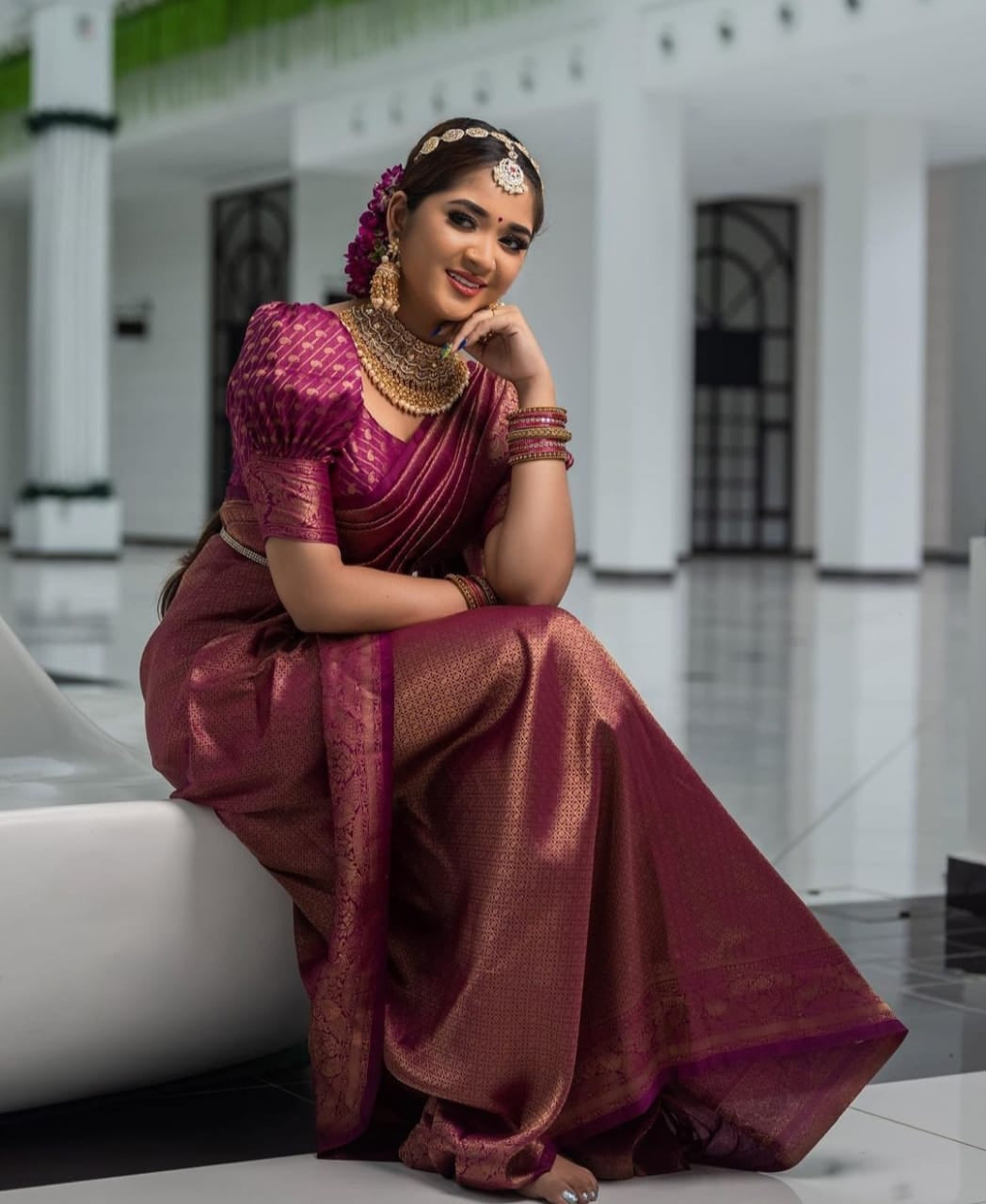 Prettiest Purple Soft Silk Saree with Inspiring Blouse Piece