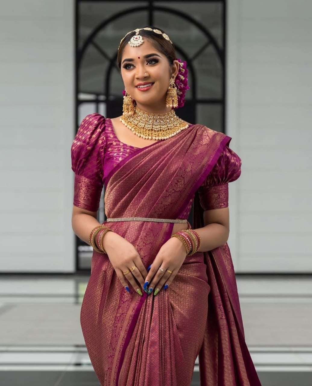 Prettiest Purple Soft Silk Saree with Inspiring Blouse Piece