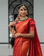 Desirable Red Soft Silk Saree with Twirling Blouse Piece