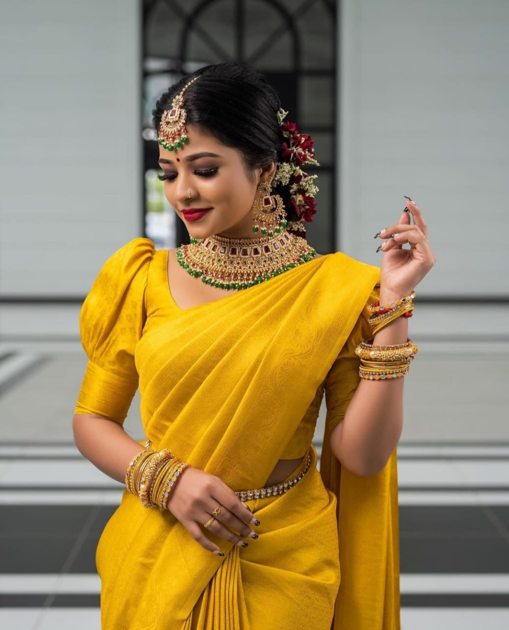 Glorious Yellow Soft Silk Saree with Most Stunning Blouse Piece