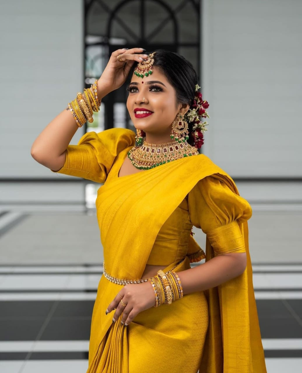 Glorious Yellow Soft Silk Saree with Most Stunning Blouse Piece