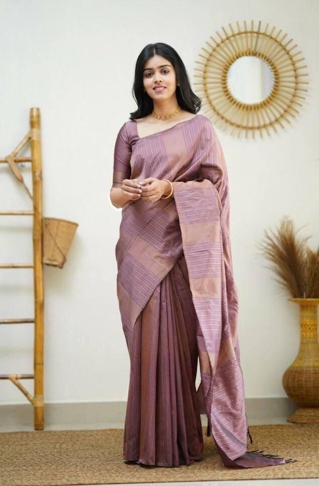 Effulgent Baby Pink Soft Silk Saree With Capricious Blouse Piece