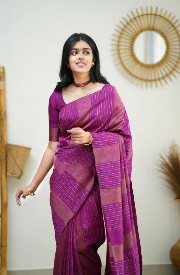 Captivating Magenta Soft Silk Saree With Radiant Blouse Piece