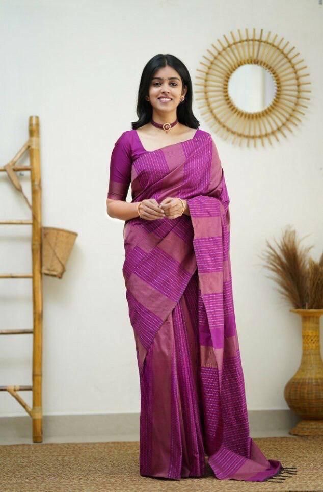 Captivating Magenta Soft Silk Saree With Radiant Blouse Piece