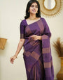 Adorable Purple Soft Silk Saree With Hypnotic Blouse Piece