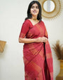 Engrossing Red Soft Silk Saree With Arresting Blouse Piece