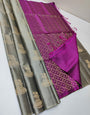 Girlish Grey Soft Silk Saree With Impressive Blouse Piece