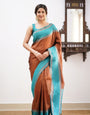 Alluring Brown Soft Silk Saree With Stylish Blouse Piece