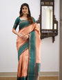 Gorgeous Peach Soft Silk Saree With Mesmerising Blouse Piece