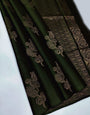 Magnificat Dark Green Soft Silk Saree With Phenomenal Blouse Piece
