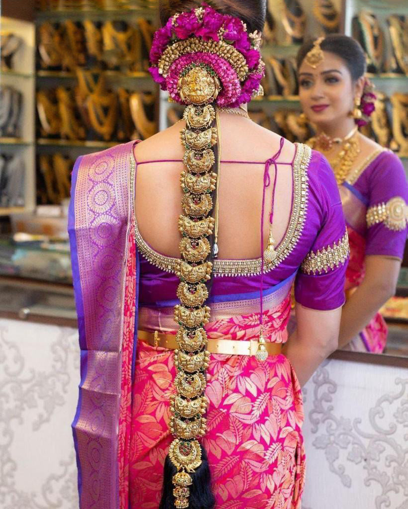 Adoring Dark Pink Soft Silk Saree With Serendipity Blouse Piece