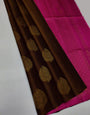 Outstanding Brown Soft Silk Saree With Twirling Blouse Piece