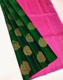 Dazzling Green Soft Silk Saree With Desirable Blouse Piece