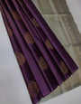 Adorning Purple Soft Silk Saree With Fancifull Blouse Piece