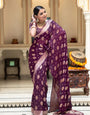 Inspiring Wine Soft Banarasi Silk Saree With Nemesis Blouse Piece