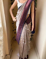 Amiable Grey Soft Silk Saree With Charismatic Blouse Piece