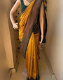 Incredible Yellow Soft Silk Saree With Piquant Blouse Piece