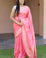 Cynosure Pink Soft Silk Banarasi Saree With Staring Blouse Piece