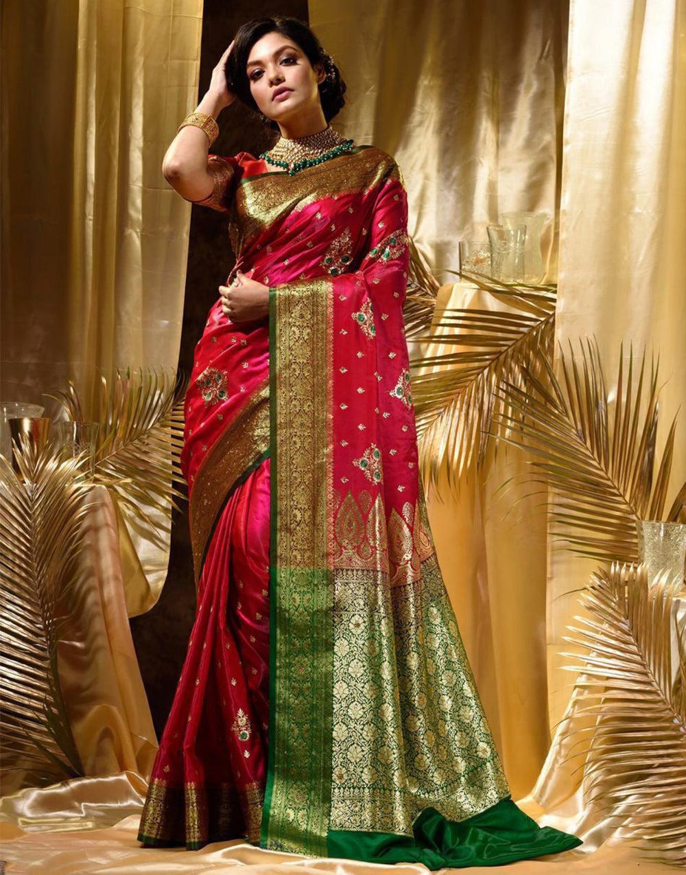 Impressive Red Soft Silk Saree With Most Flattering Blouse Piece