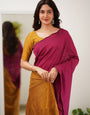 Desuetude Dark Pink Cotton Silk Saree With Splendorous Blouse Piece