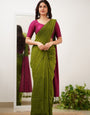 Assemblage Green Cotton Silk Saree With Desiring Blouse Piece