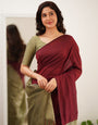 Mellifluous Maroon Cotton Silk Saree With Zephyr Blouse Piece