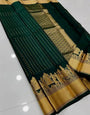 Mesmeric Dark Green Soft Silk Saree With Susurrous Blouse Piece