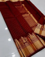 Blooming Maroon Soft Silk Saree With Fragrant Blouse Piece