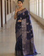 Imaginative Navy Blue Soft Silk Saree With Fancifull Blouse Piece
