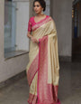 Profuse Beige Soft Silk Saree With Ephemeral Blouse Piece