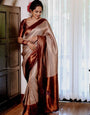 Chatoyant Beige Soft Silk Saree With Dalliance Blouse Piece