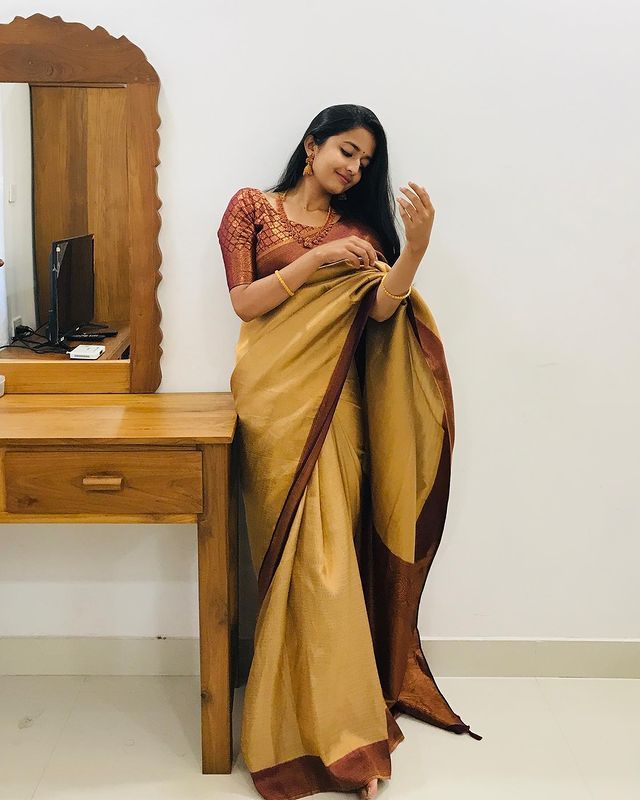 Bucolic Musturd Soft Silk Saree With Cynosure Blouse Piece